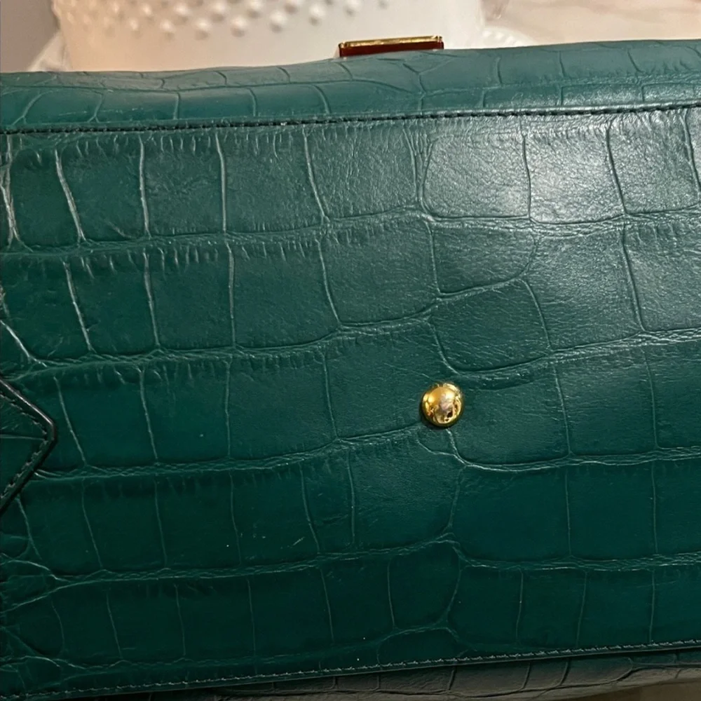 MCM 1st Lady Collection Teal Crocodile-Embossed Satchel